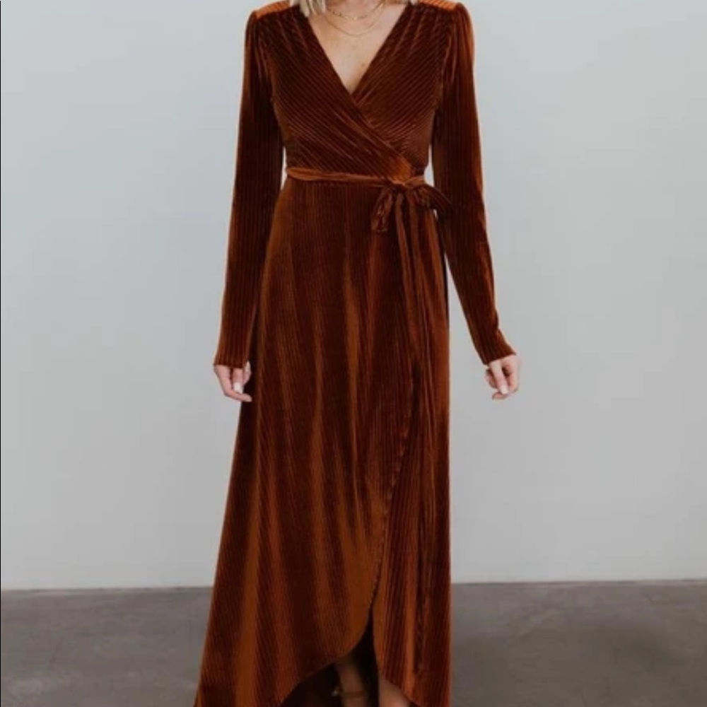 Copper Velvet Wrap Dress